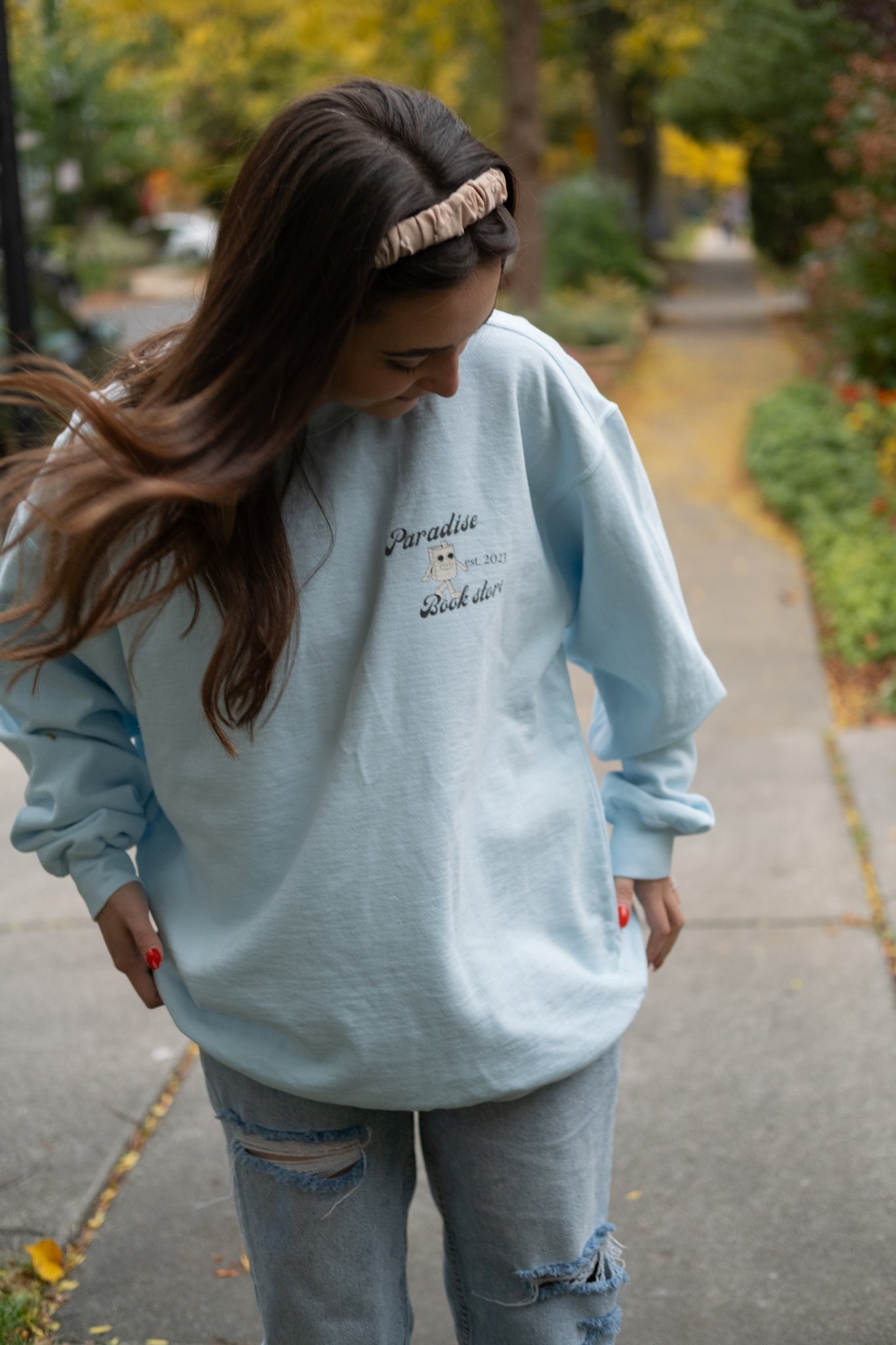 paradise bookstore oversized crewneck fall vibes fall outfit coffee house aesthetic joseph atelier aesthetic pinterest vibes fall outfit small business clothing brand booktok booktube bookstagram romance reads
