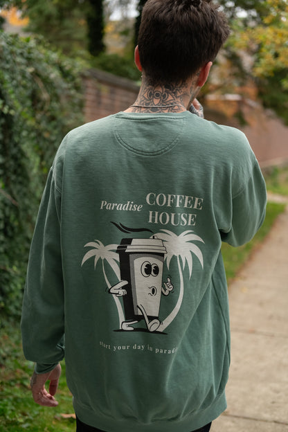 paradise coffee house oversized crewneck fall vibes fall outfit coffee house aesthetic joseph atelier aesthetic pinterest vibes fall outfit small business clothing brand