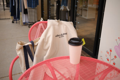 books & coffee the necessities embroidered hoodie