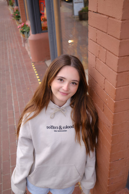 books & coffee the necessities embroidered hoodie